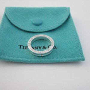 LK NEW! Magnificent Tiffany & Co. 1837 Silver Three 3 Diamond Circle Ring - Sz 5